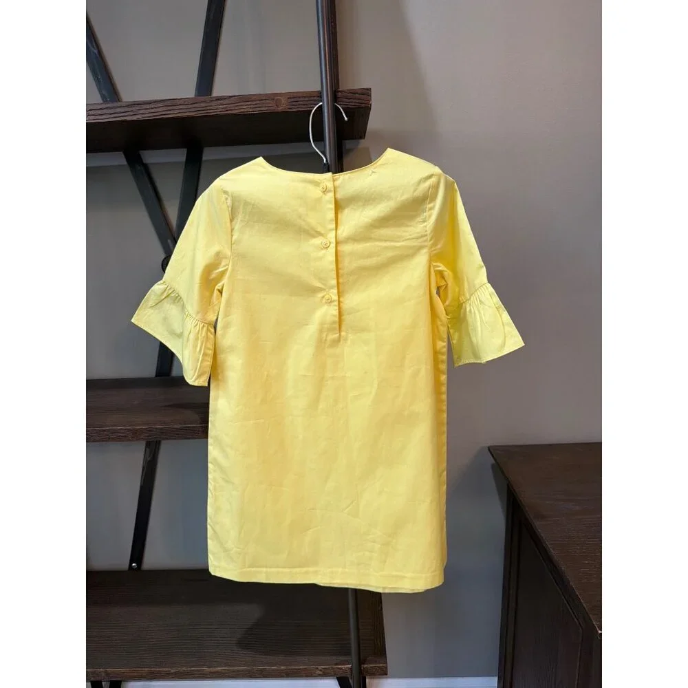 Janie & Jack Sunshine AERIN Embroidered Poplin Shift Dress Yellow Girls Size 6